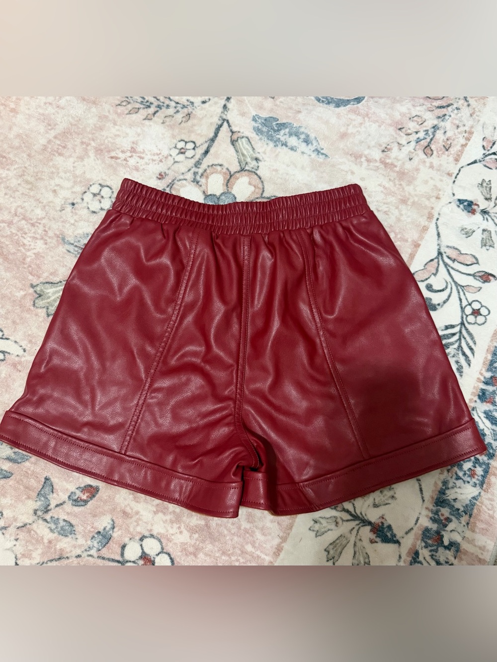 New In Faux Leather Wine Red Shorts NWT - Picture 4 of 6